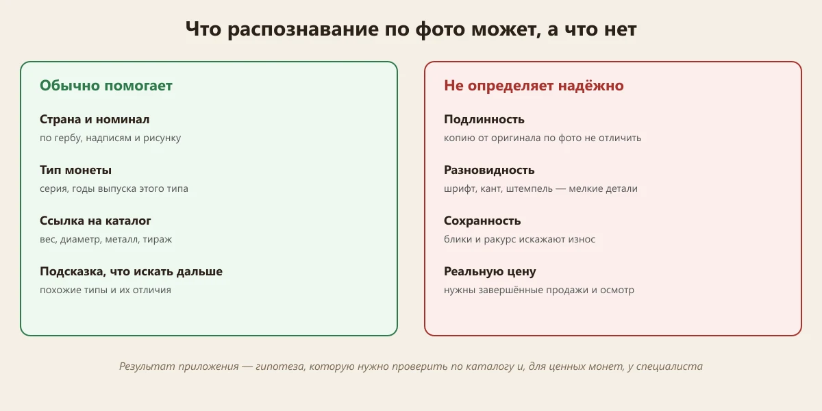 что распознавание монет по фото может определить, а что нет