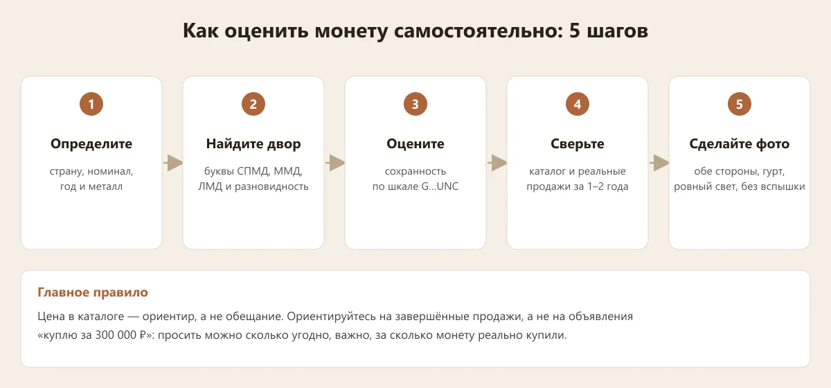 как оценить монету самостоятельно: пять шагов