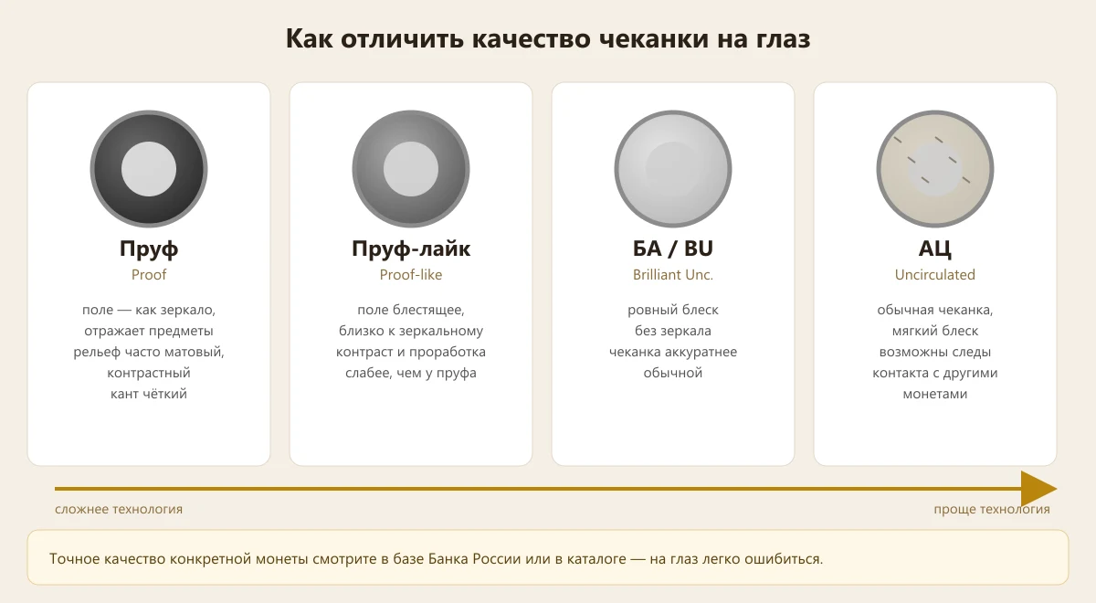 как отличить на глаз пруф, пруф-лайк, БА (BU) и АЦ