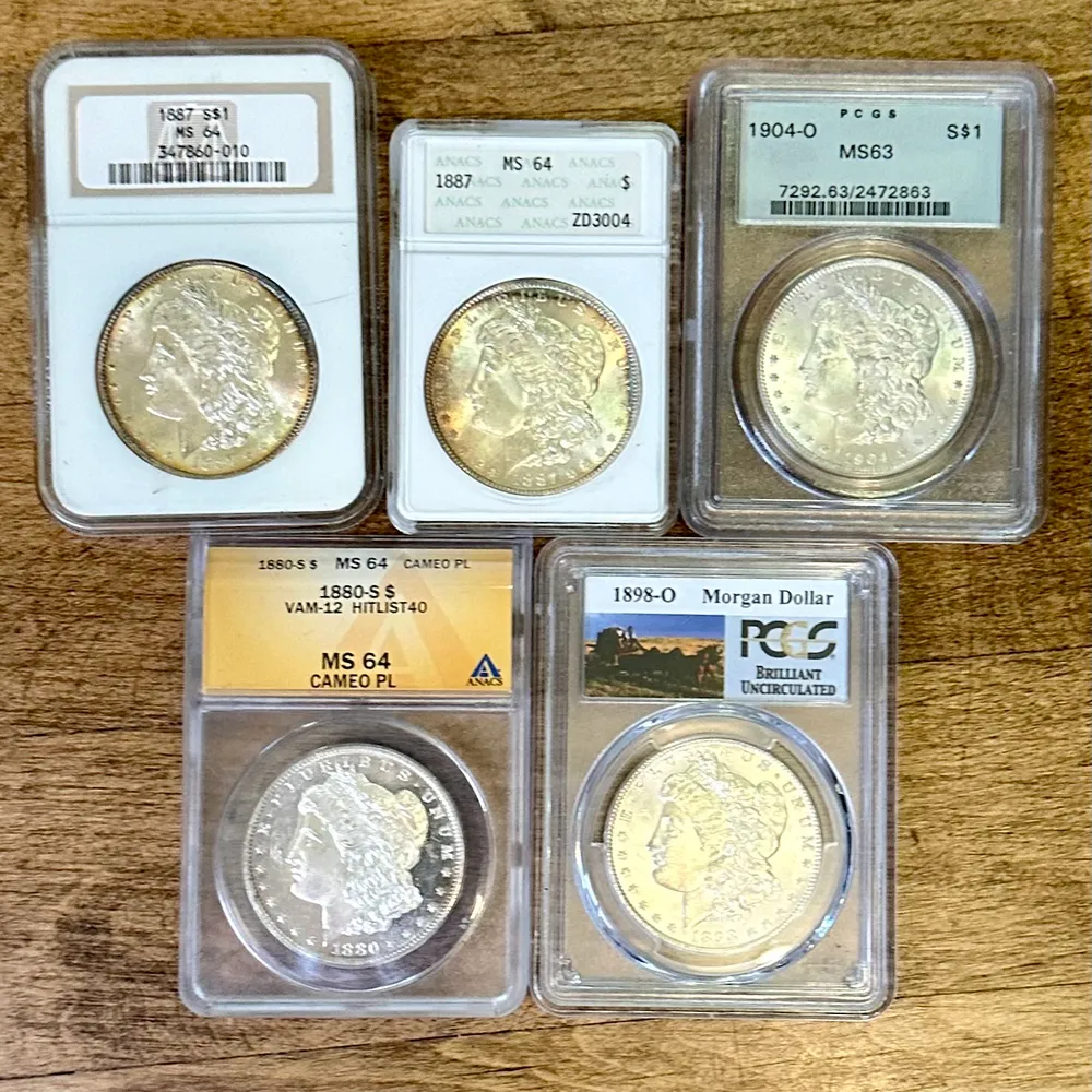 монеты в слабах разных грейдинговых компаний NGC, PCGS, ANACS