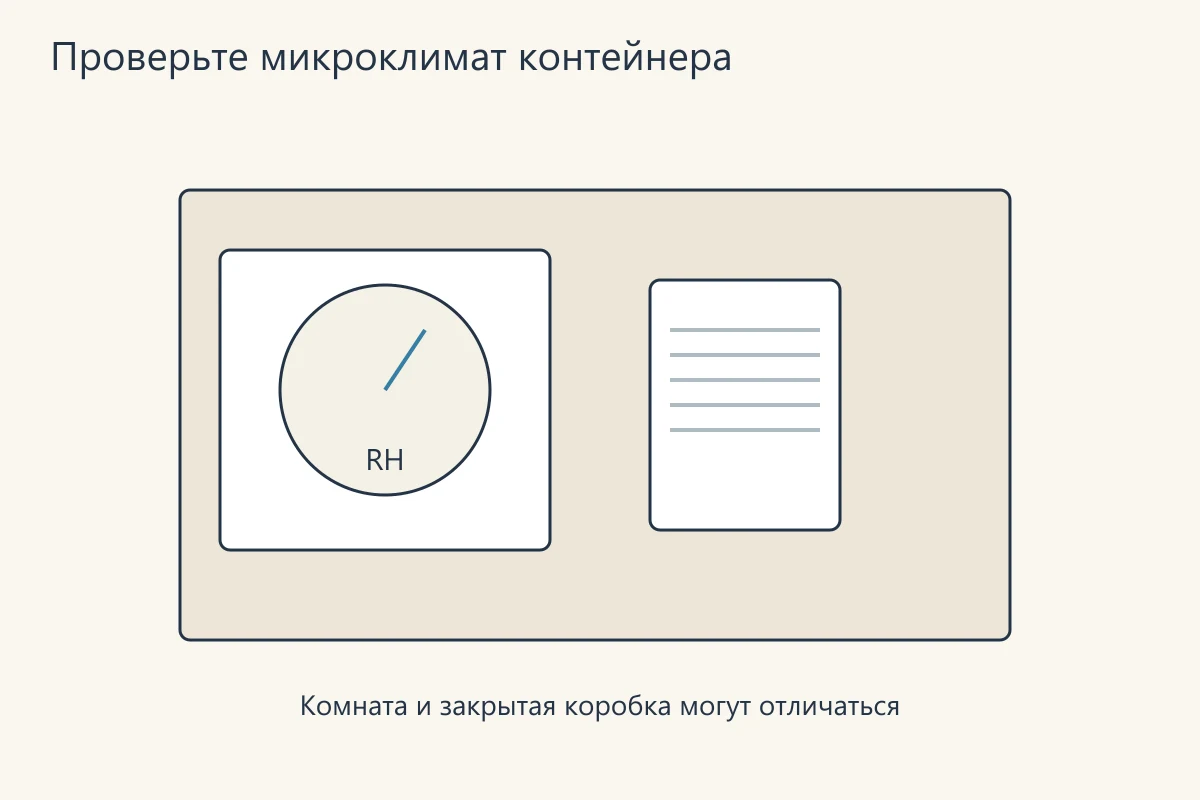 Проверьте микроклимат контейнера